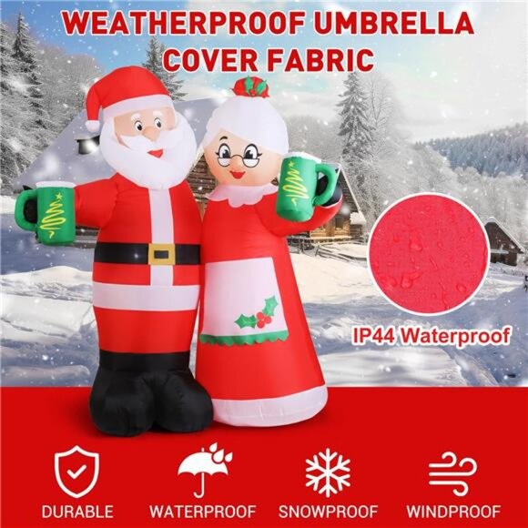 7FT Animated Christmas Inflatables Santa Claus Outdoor Decorations, - Picture 4 of 7